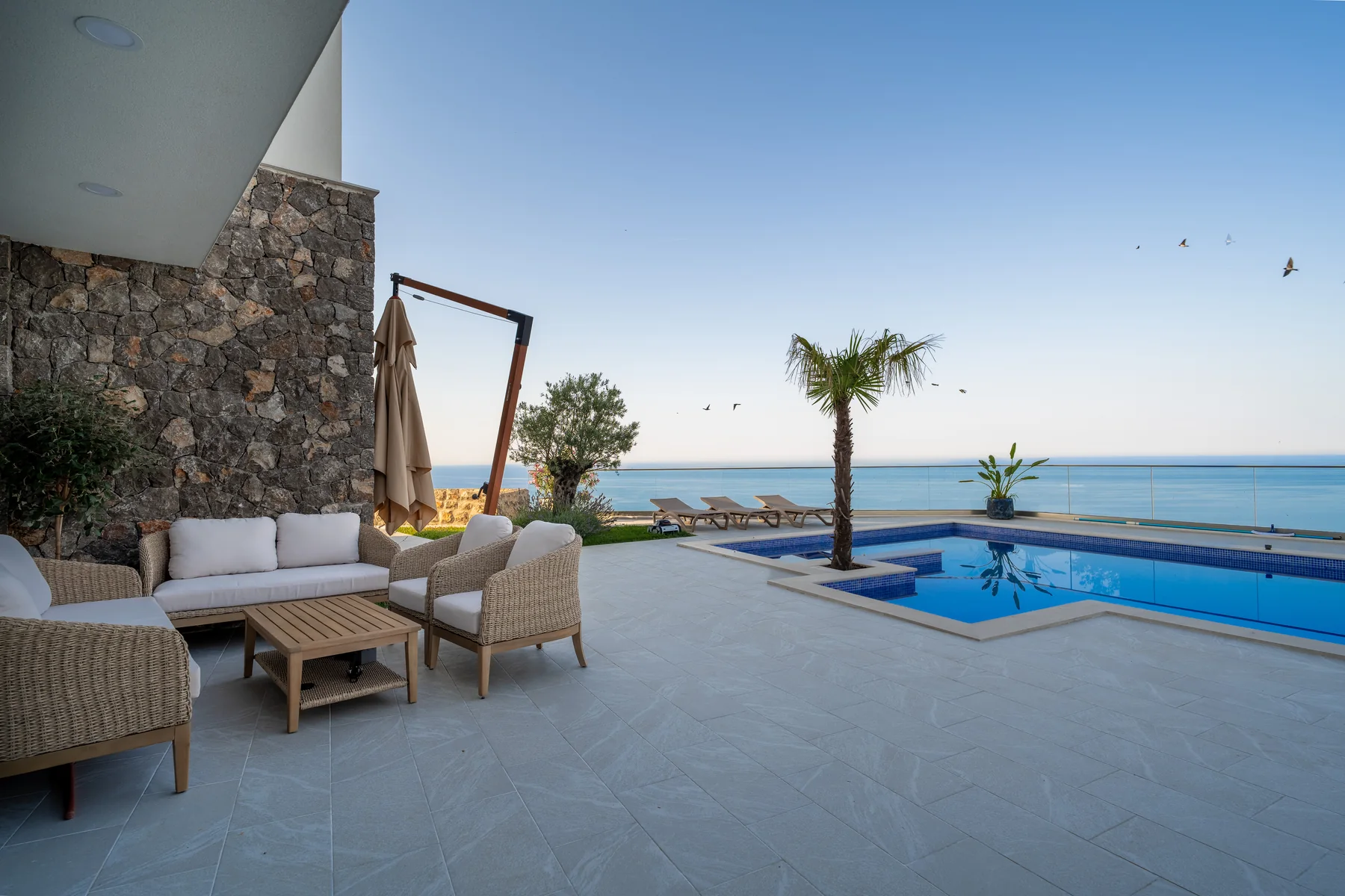 Pool terrace overlooking the Adriatic